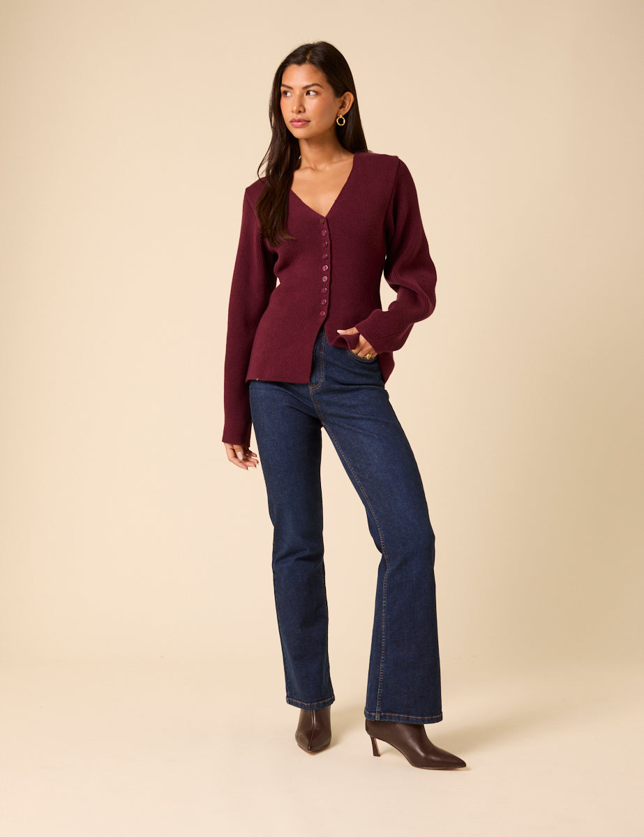 Black Tie Front Peplum Long Sleeve Cardigan | Nobody's Child